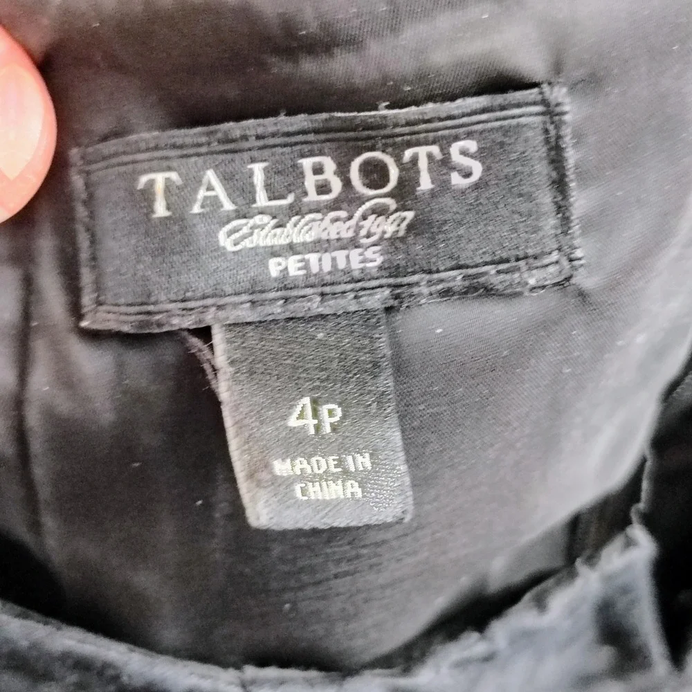 Talbots Petites Black Cotton Silk Blend Textured Sheath Dress 4P Sleeveless